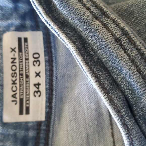 Buffalo Mens Jackson X Blue Jeans 34x30 Straight Stretch Fit Denim Zip Fly Pants - Picture 2 of 9